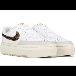 Nike Women's Court Vision Alta Sneaker, White/Leopard Print/Sail, 5.5 M MEDIUM